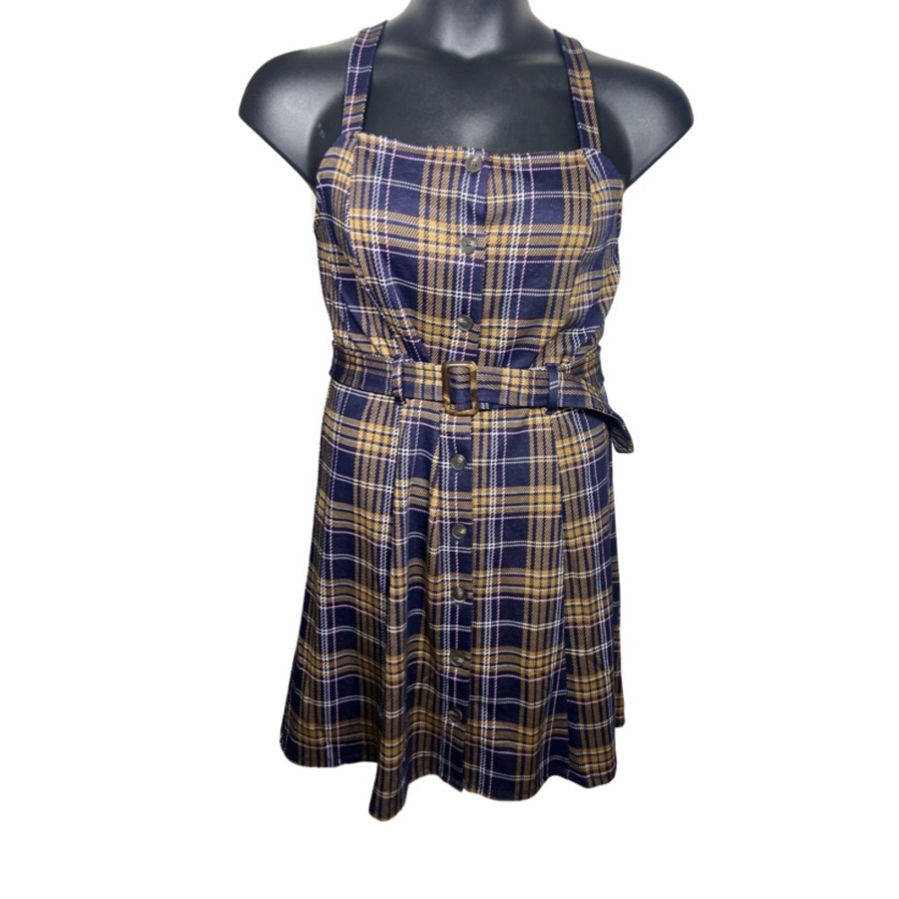 Plaid printed Belted dress